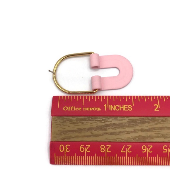 Alaya Basel U-Shape Drop Earrings Pink & Gold NWT - Picture 6 of 6